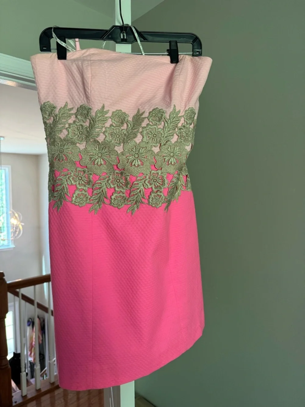 Discontinued Lilly Pulitzer Pink Strapless Dress with Gold Flowers - Picture 3 of 6